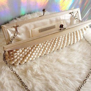 Sondra Roberts Champagne Evening Bridal Clutch Ivory White